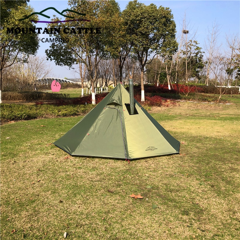 Cheap Goat Tents 5~6 Hot Tent with Fire Retardant Stove Jack for Flue Pipes, 2 Person Lightweight, Teepee Tents for Family Team Outdoor   